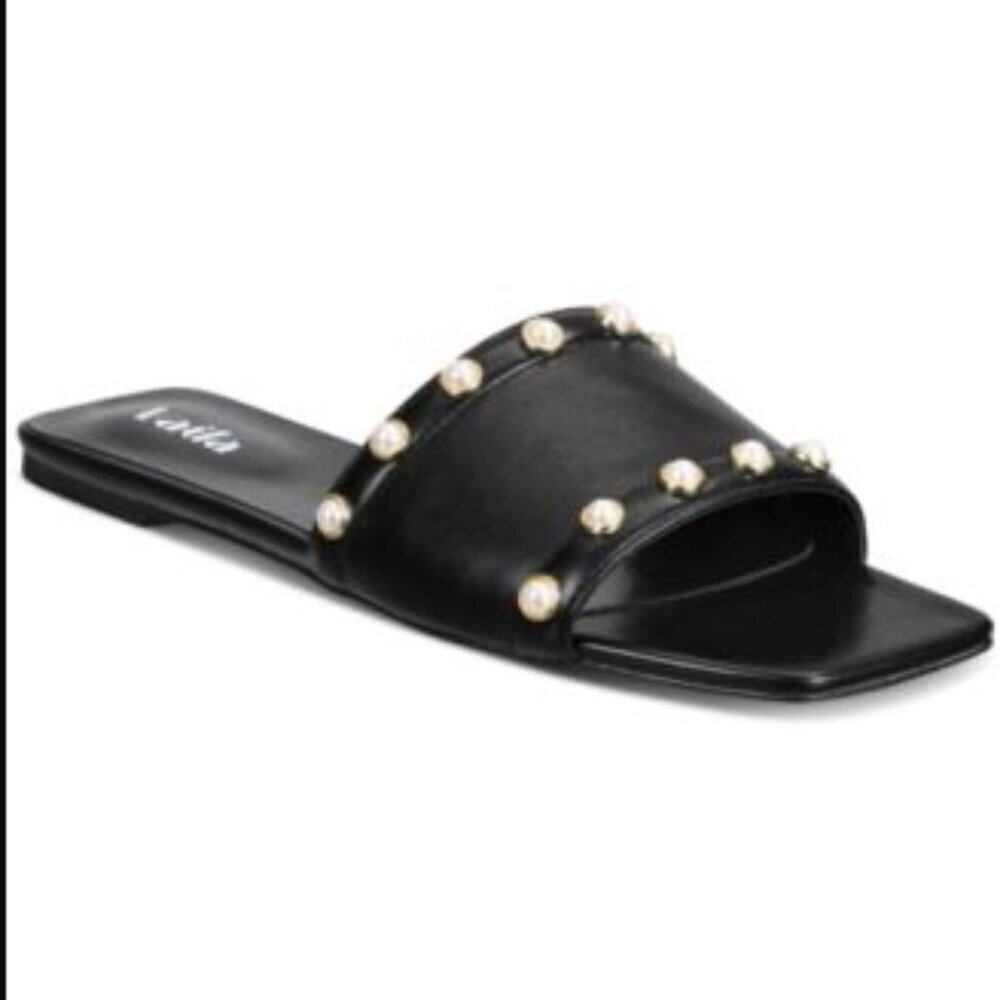NEW VAILA SHOES Womens Dana Embellished Slip- Black Sandal Size 14